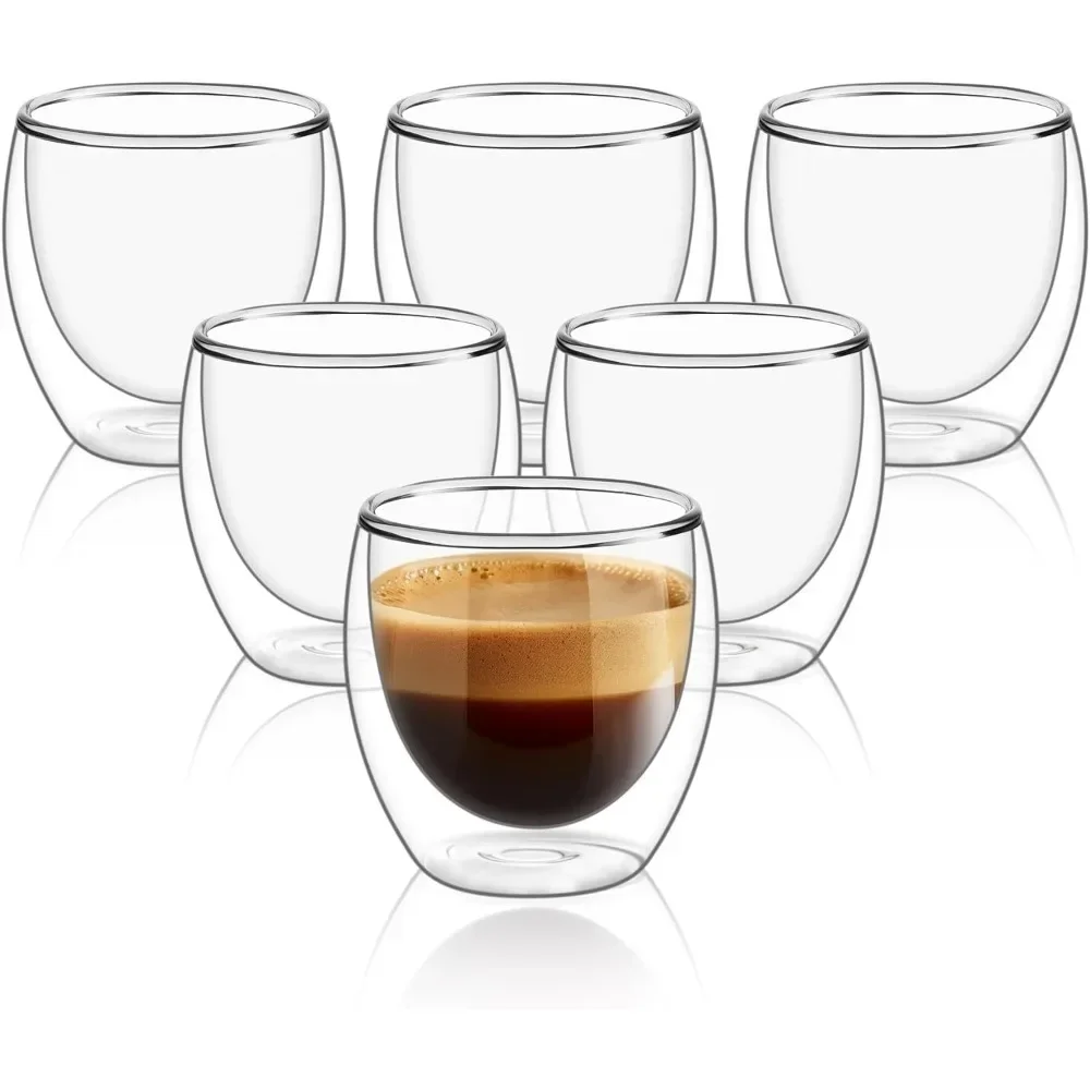 Double Wall Mug - 6 개 명확한 이중 벽 유리