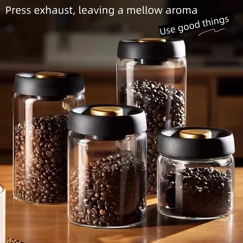 Coffee Tea Containers - 수동 진공 밀폐 커피 병 고붕규산
