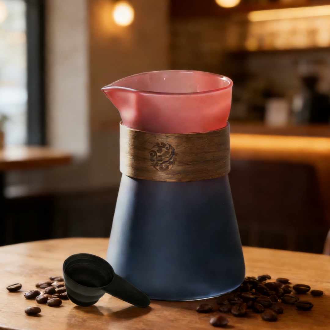 Coffee Tea Decanter - 16온스 유리 커피 카라페, 나무 열저항층,
