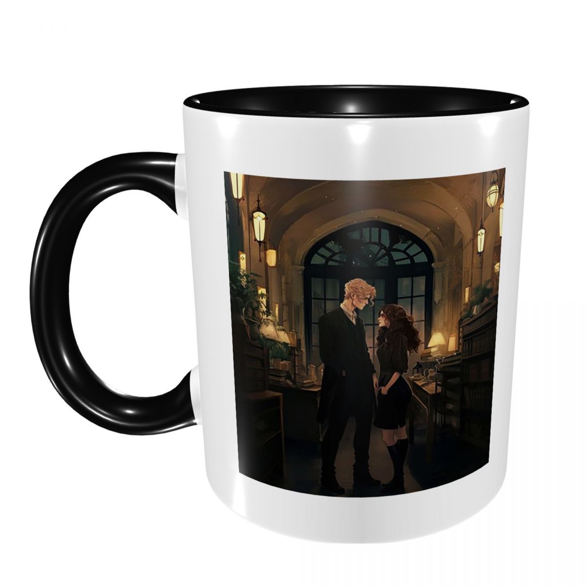 Coffee Tea Library - 도서관에서 드라미온 머그컵 재미있는 세라믹 커피