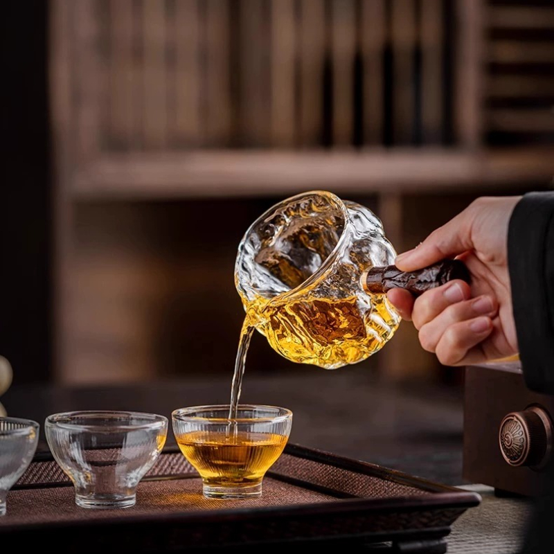 Coffee Tea Decanter - 유리 차 서빙 피처 디캔터, 나무