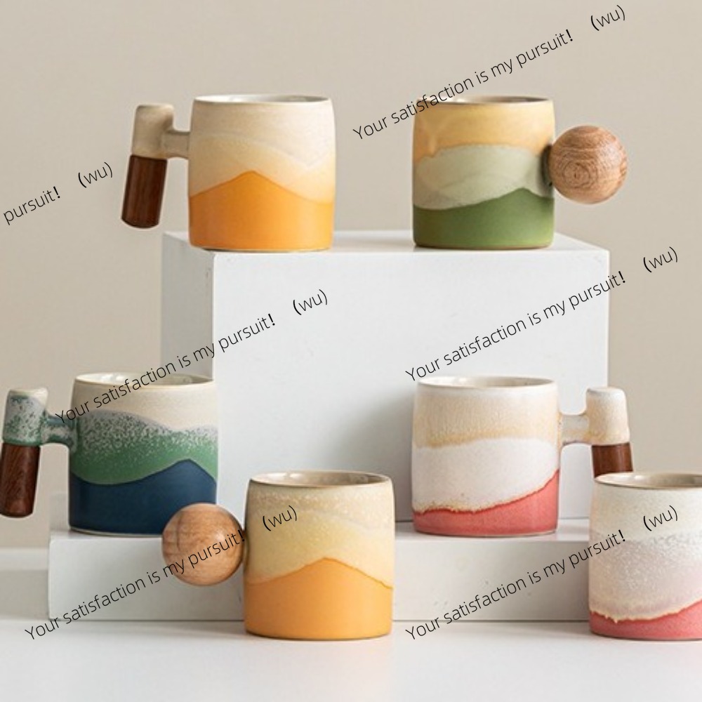 Coffee Tea And Cocoa - 창의적인 세라믹 커피잔 나무 손잡이, 전자레인지