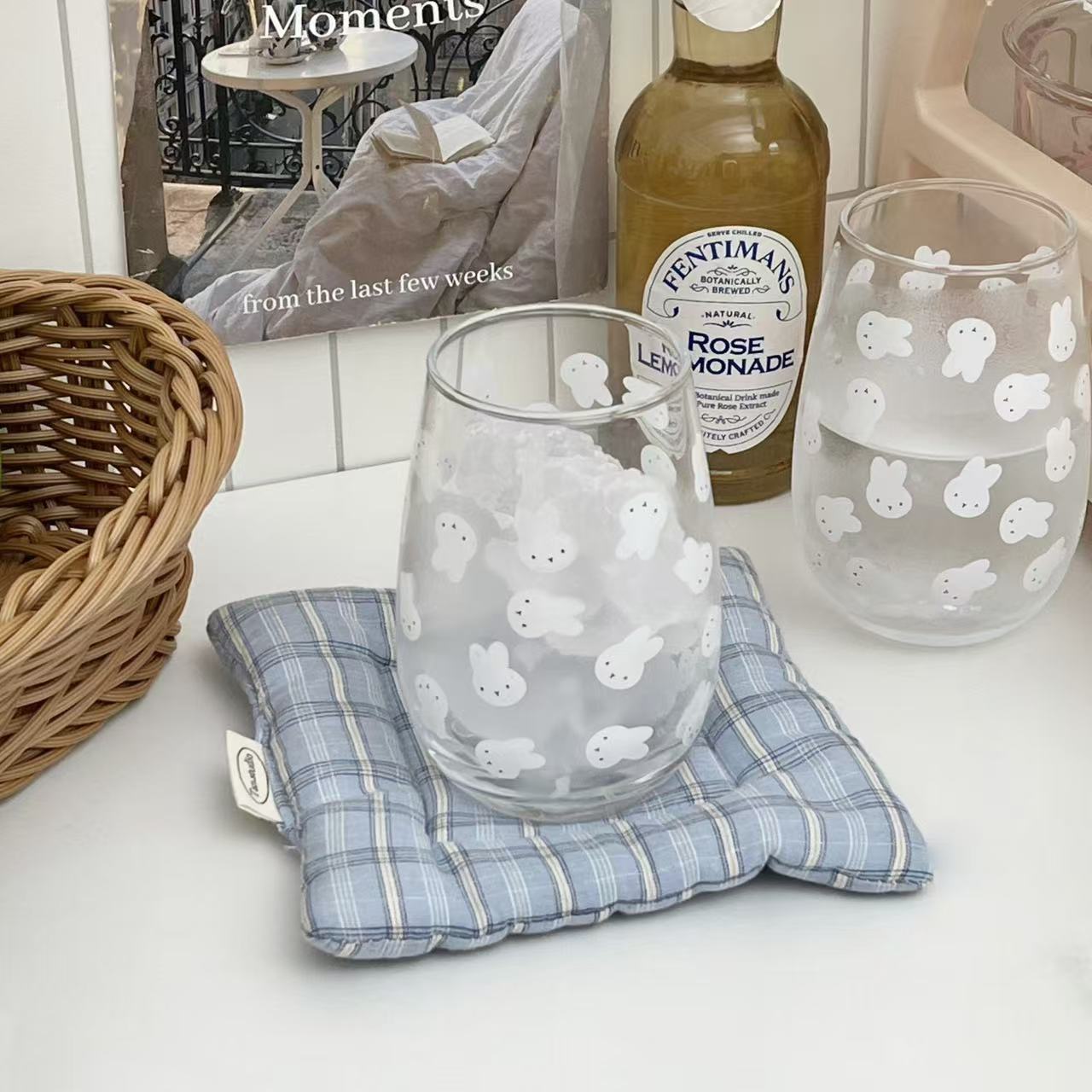 귀여운 미피 토끼 프린트 유리 텀블러 대용량 물컵 -  - Coffee And Tea Glass 리뷰 및 가격