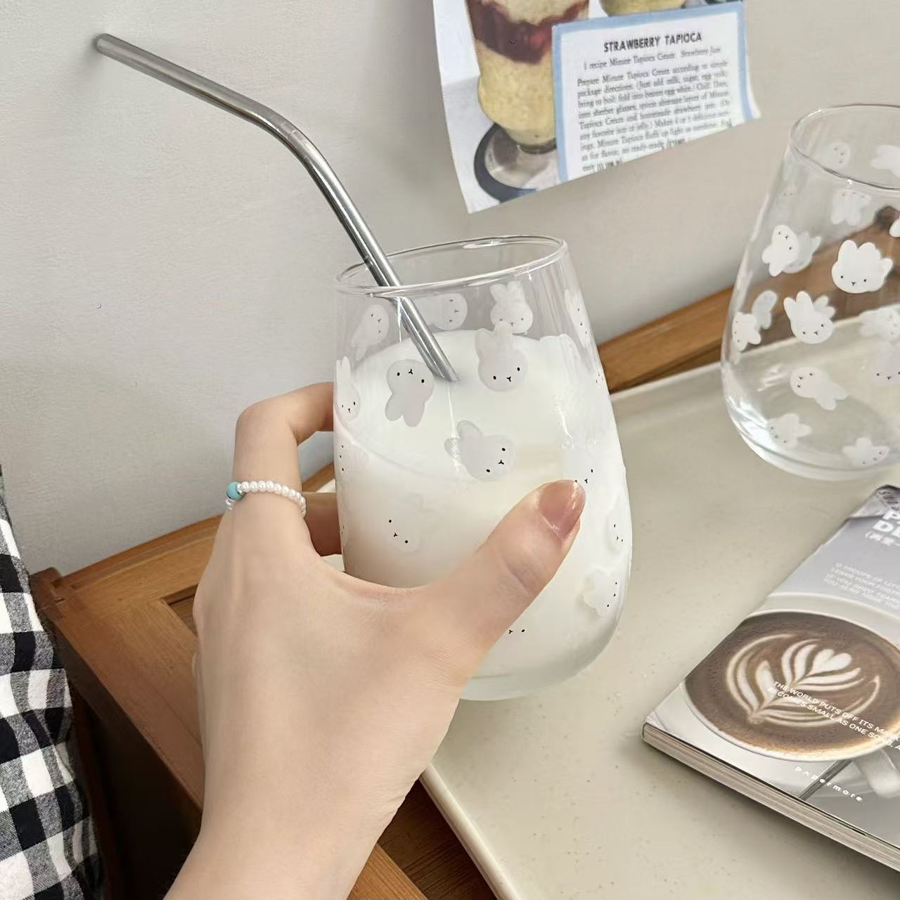 귀여운 미피 토끼 프린트 유리 텀블러 대용량 물컵 -  - Coffee And Tea Glass 리뷰 및 가격
