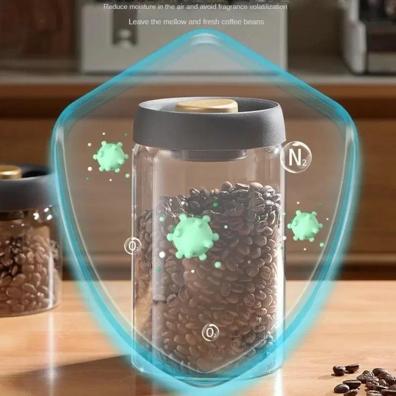 수동 진공 밀폐 커피 병 고붕규산 유리 습기 방지 차  - Coffee Tea Containers 리뷰 및 가격