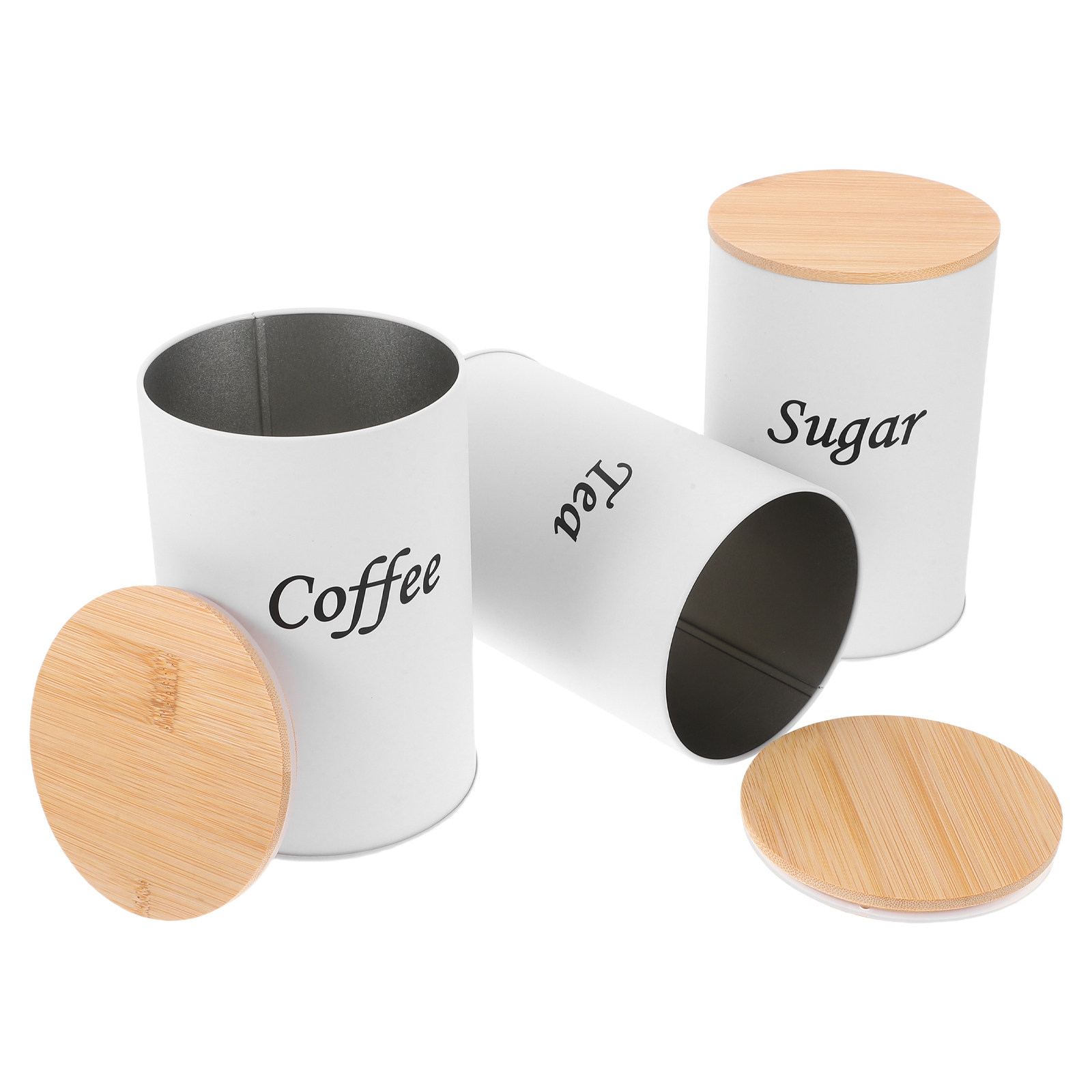 3개 세트 밀폐형 원형 용기 아연 도금 철제 몸체 대나 - Coffee Tea Beans 리뷰 및 가격