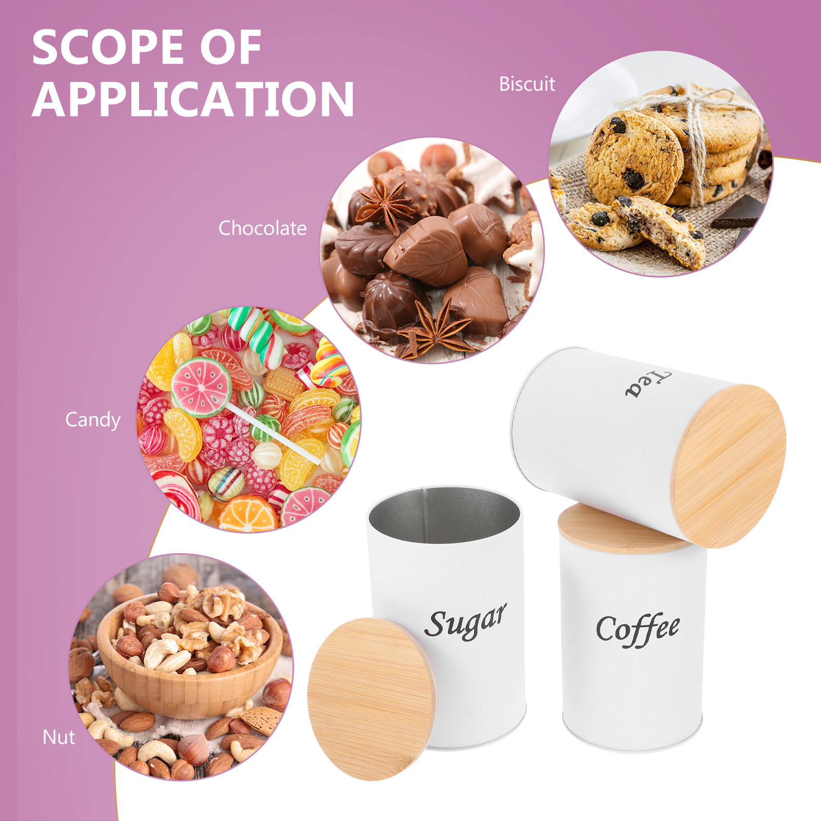 3개 세트 밀폐형 원형 용기 아연 도금 철제 몸체 대나 - Coffee Tea Beans 리뷰 및 가격