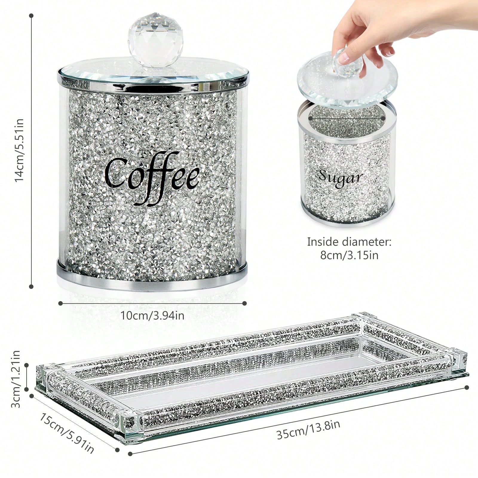 커피 설탕 차 보관 용기 세트 반짝이는 글램 크러쉬드  - Coffee Tea Containers 리뷰 및 가격