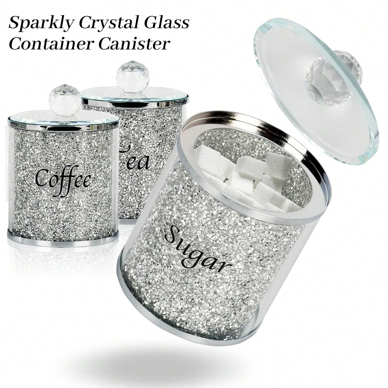 커피 설탕 차 보관 용기 세트 반짝이는 글램 크러쉬드  - Coffee Tea Containers 리뷰 및 가격