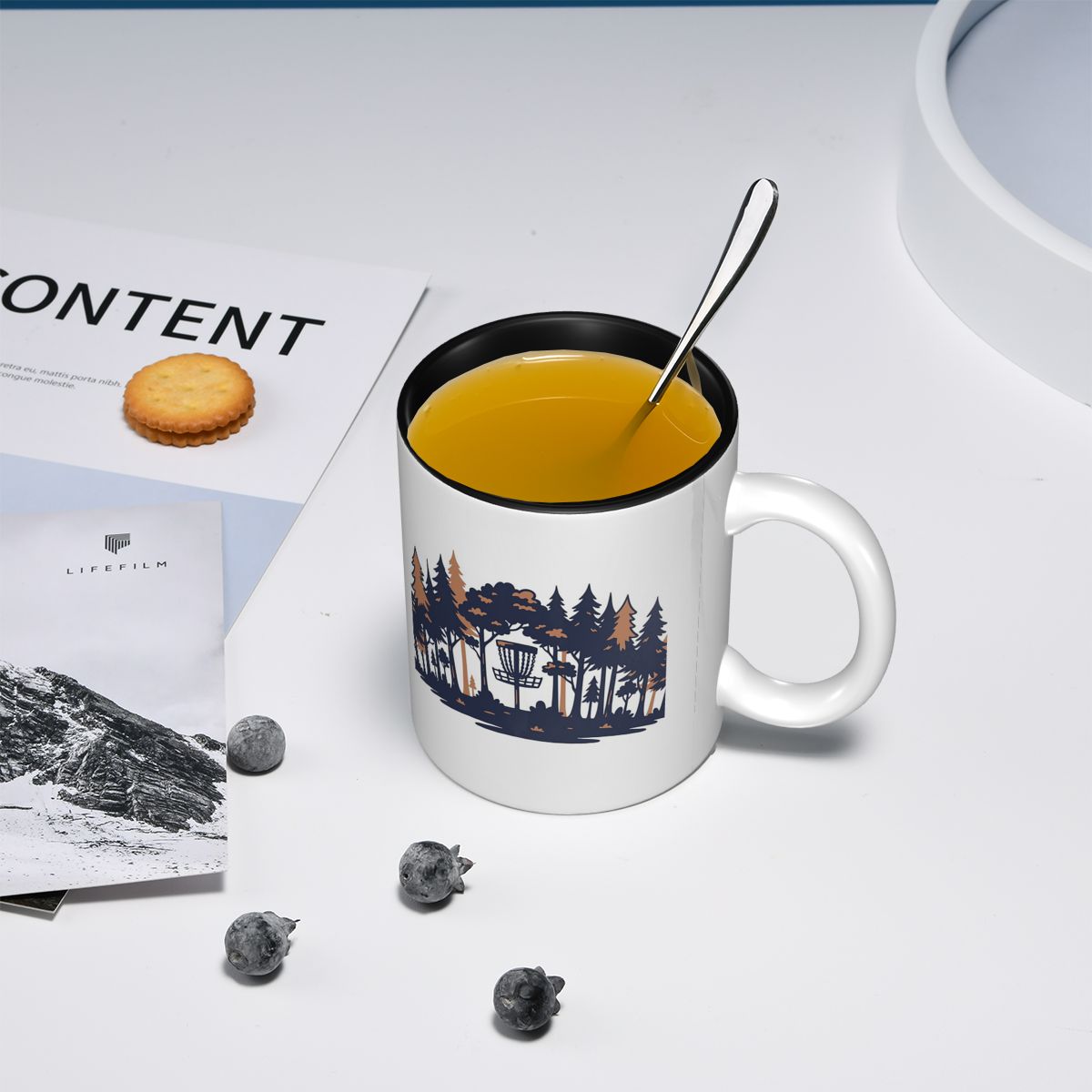 디스크 골프 장면 숲 바구니 실루엣 머그 재미있는 세라 - Coffee Tea Gift Basket 리뷰 및 가격