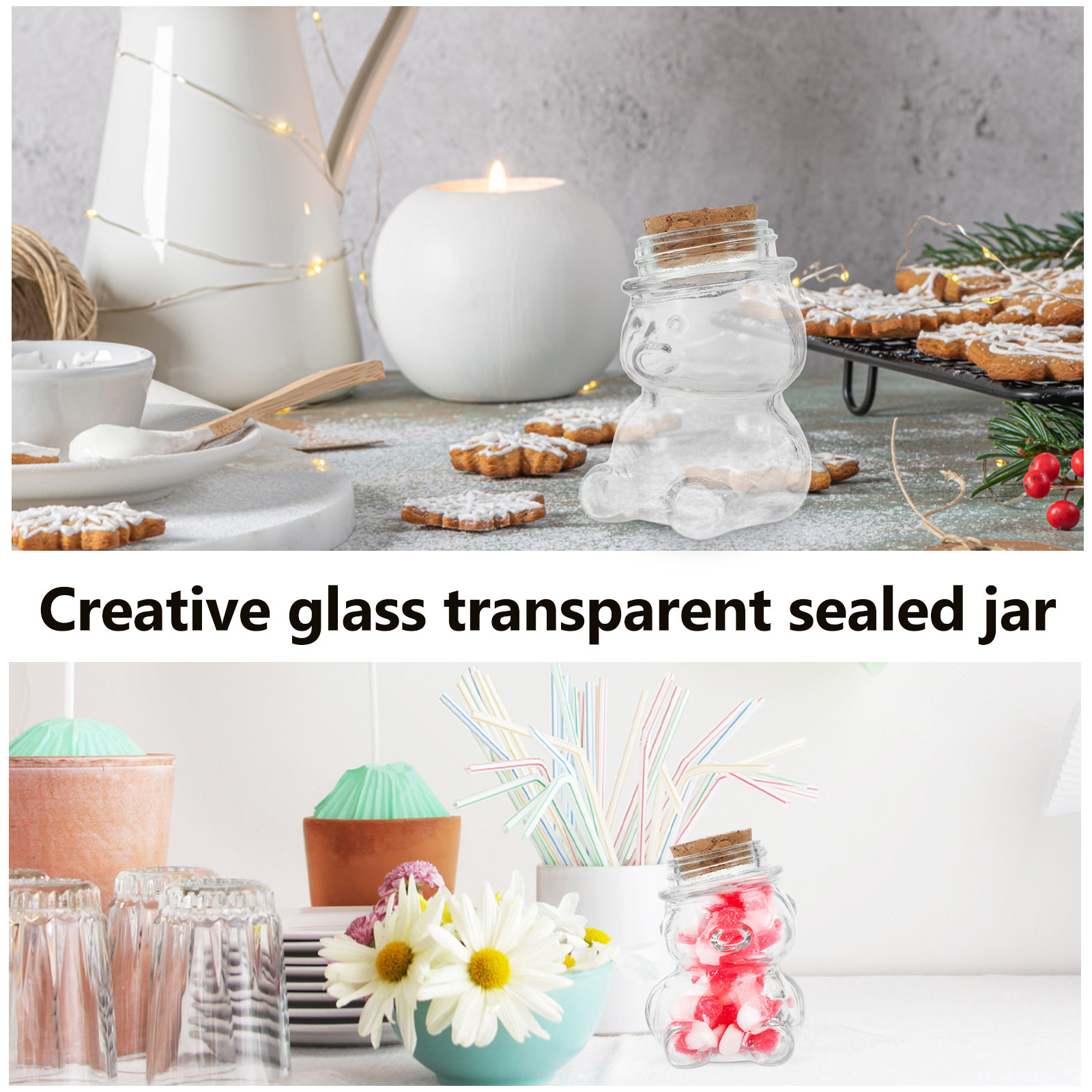 4Pcs 유리 사탕 항아리 세트 사탕, 비스킷, 차,  - Coffee And Tea Glass 리뷰 및 가격