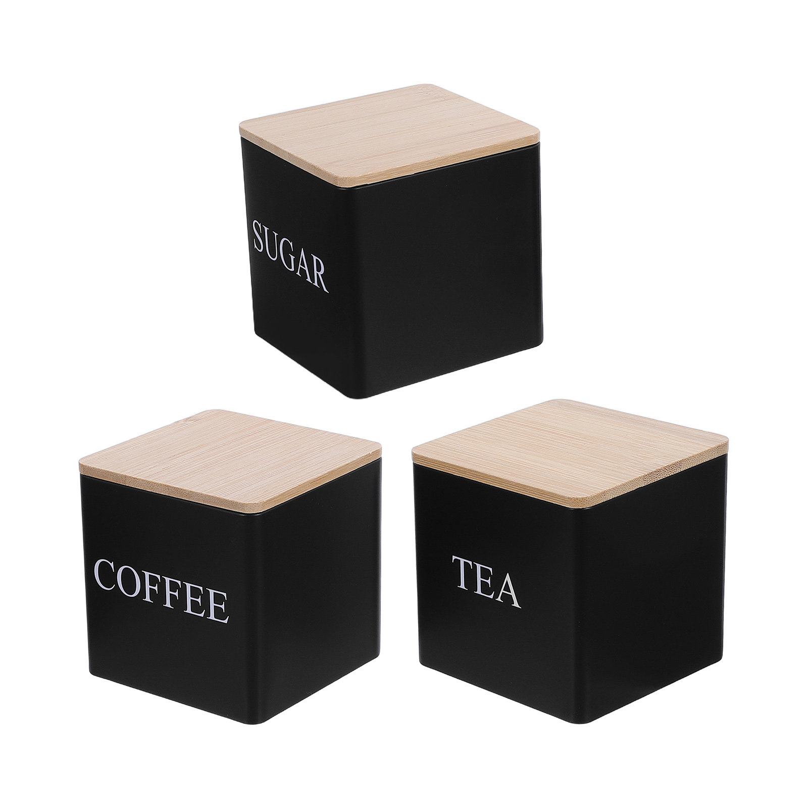 3개 세트 금속 차/커피/설탕 보관 용기, 대나무 뚜껑 - Coffee Tea Containers 리뷰 및 가격