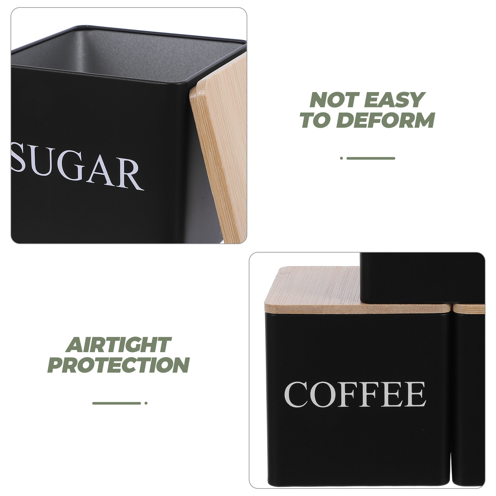 3개 세트 금속 차/커피/설탕 보관 용기, 대나무 뚜껑 - Coffee Tea Containers 리뷰 및 가격