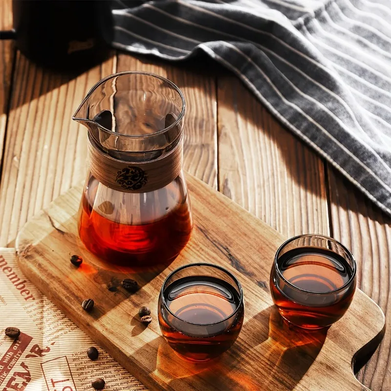 1/2개 유리 커피 카라페 (내열 목재 코팅), 푸어오 - Coffee Tea Decanter 리뷰 및 가격